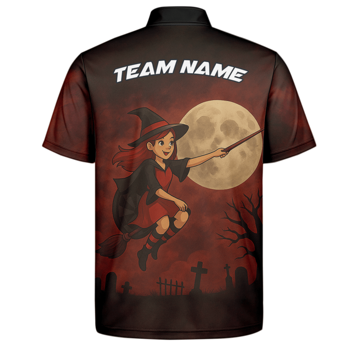 Herren Poloshirt Halloween Hexe Darts Personalisiert Dunkelrot Schwarz N3590 - Outfitsuche