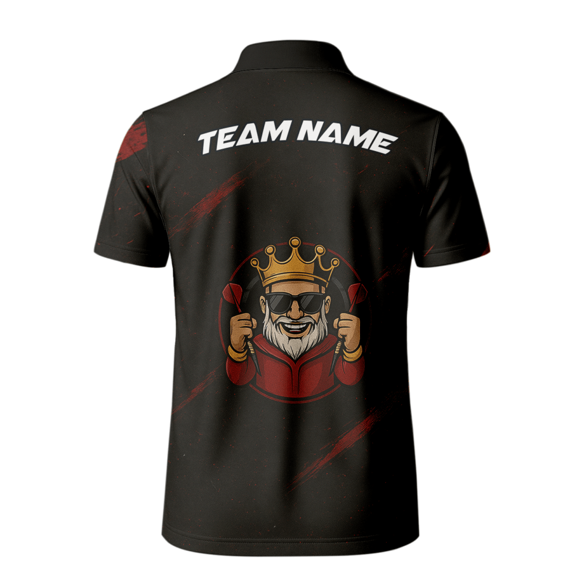 Herren Poloshirt Personalisiert - Dart Königskrone - Schwarz Rot Grunge B1780 - Outfitsuche