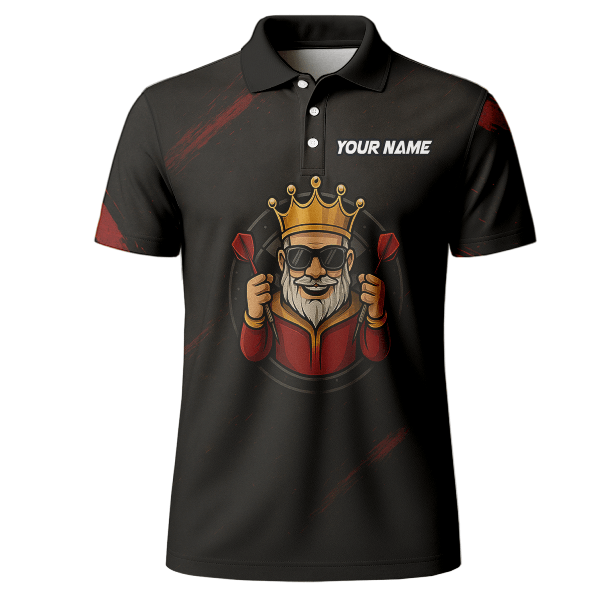 Herren Poloshirt Personalisiert - Dart Königskrone - Schwarz Rot Grunge B1780 - Outfitsuche