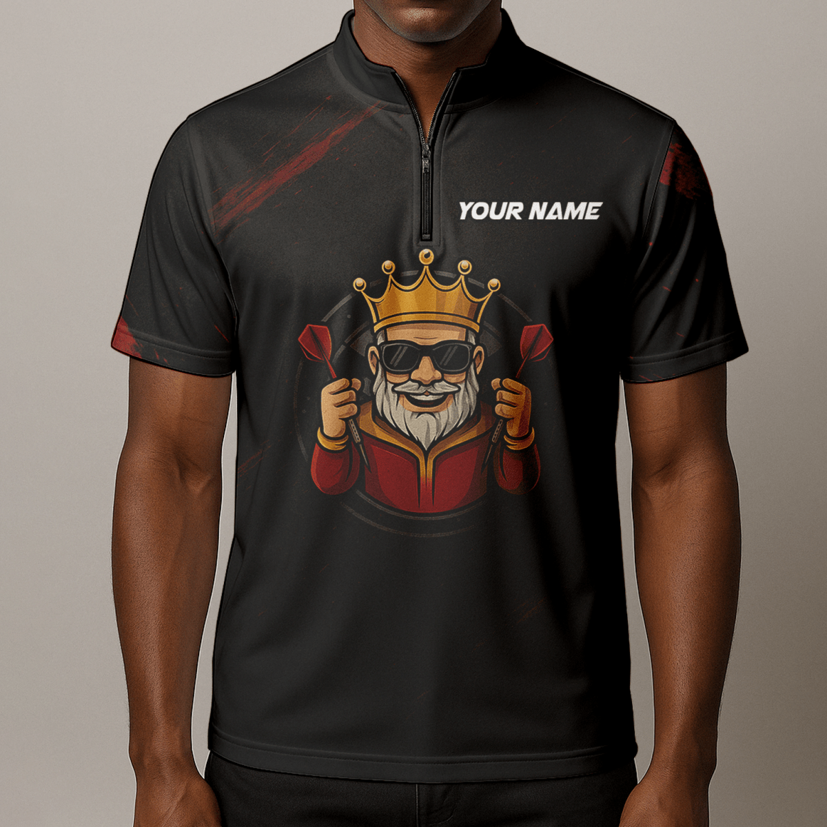 Herren Poloshirt Personalisiert - Dart Königskrone - Schwarz Rot Grunge B1780 - Outfitsuche