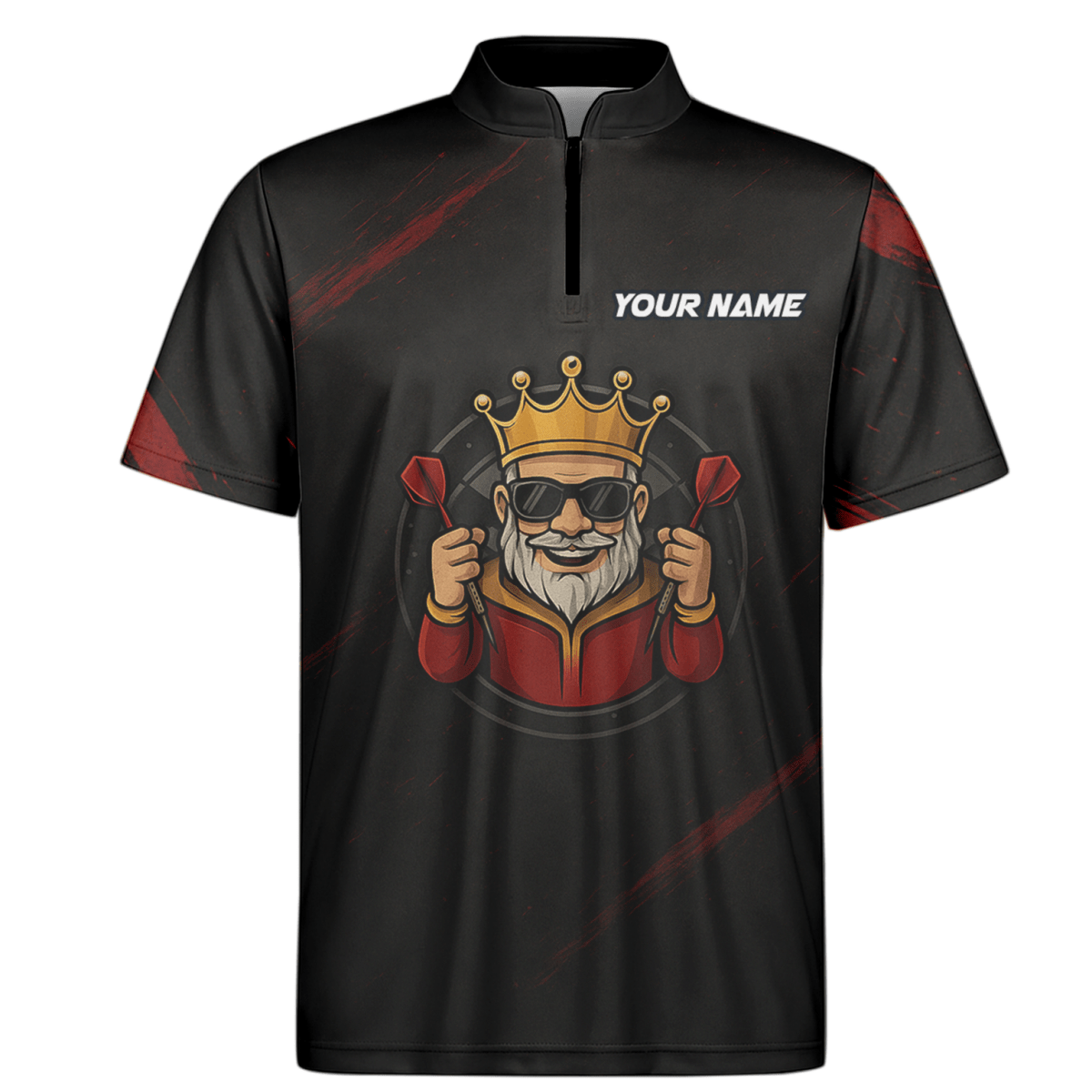 Herren Poloshirt Personalisiert - Dart Königskrone - Schwarz Rot Grunge B1780 - Outfitsuche
