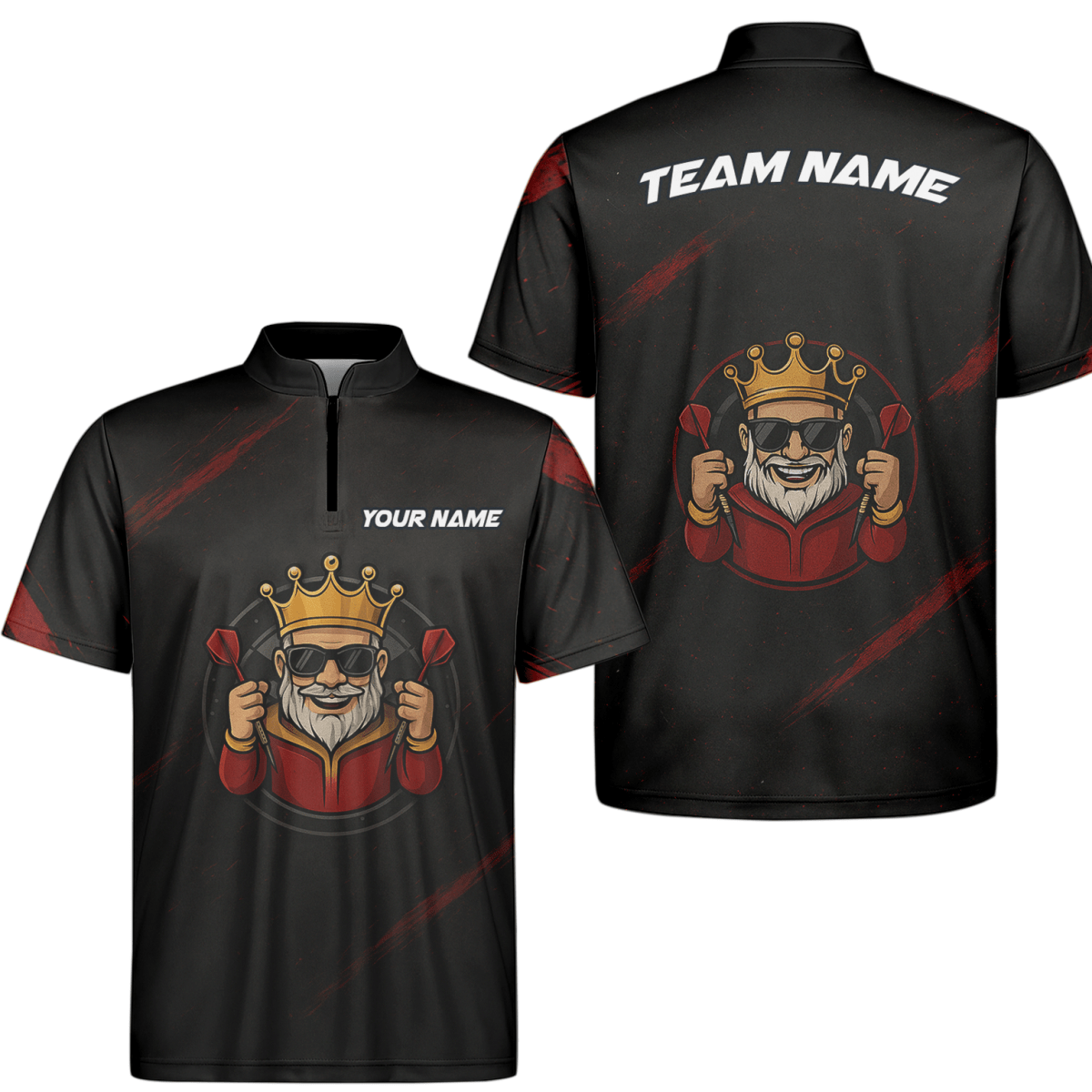 Herren Poloshirt Personalisiert - Dart Königskrone - Schwarz Rot Grunge B1780 - Outfitsuche