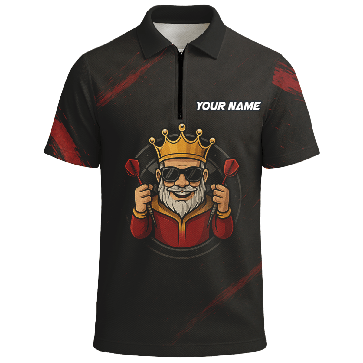 Herren Poloshirt Personalisiert - Dart Königskrone - Schwarz Rot Grunge B1780 - Outfitsuche