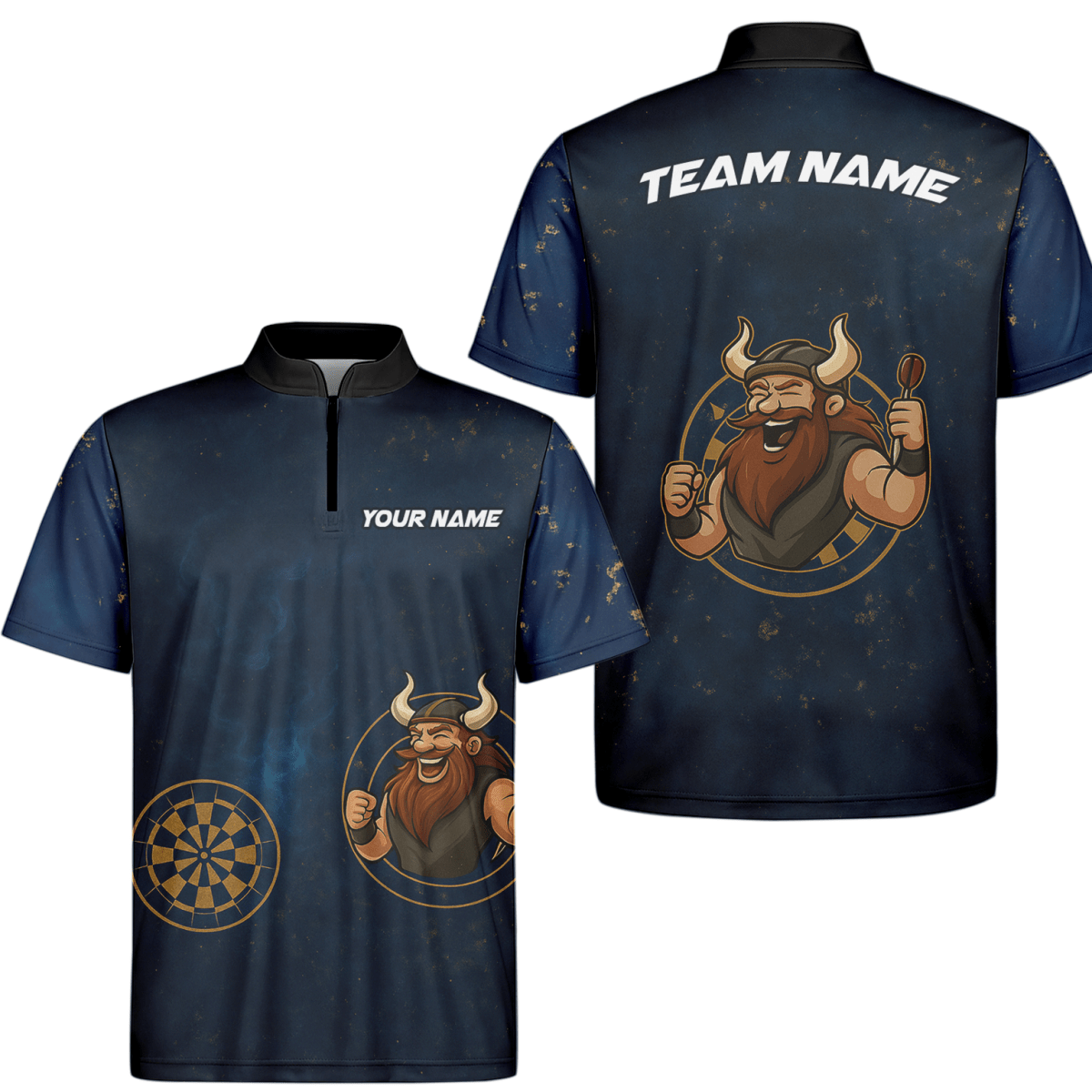 Herren Poloshirt Personalisiert mit Wikinger & Dart Motiv Marineblau D8734 - Outfitsuche