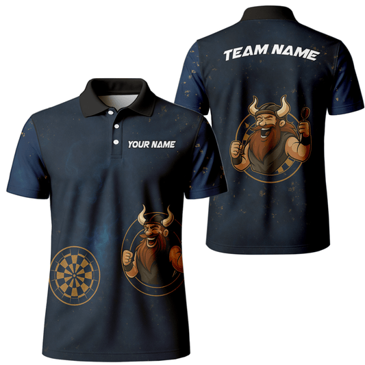 Herren Poloshirt Personalisiert mit Wikinger & Dart Motiv Marineblau D8734 - Outfitsuche
