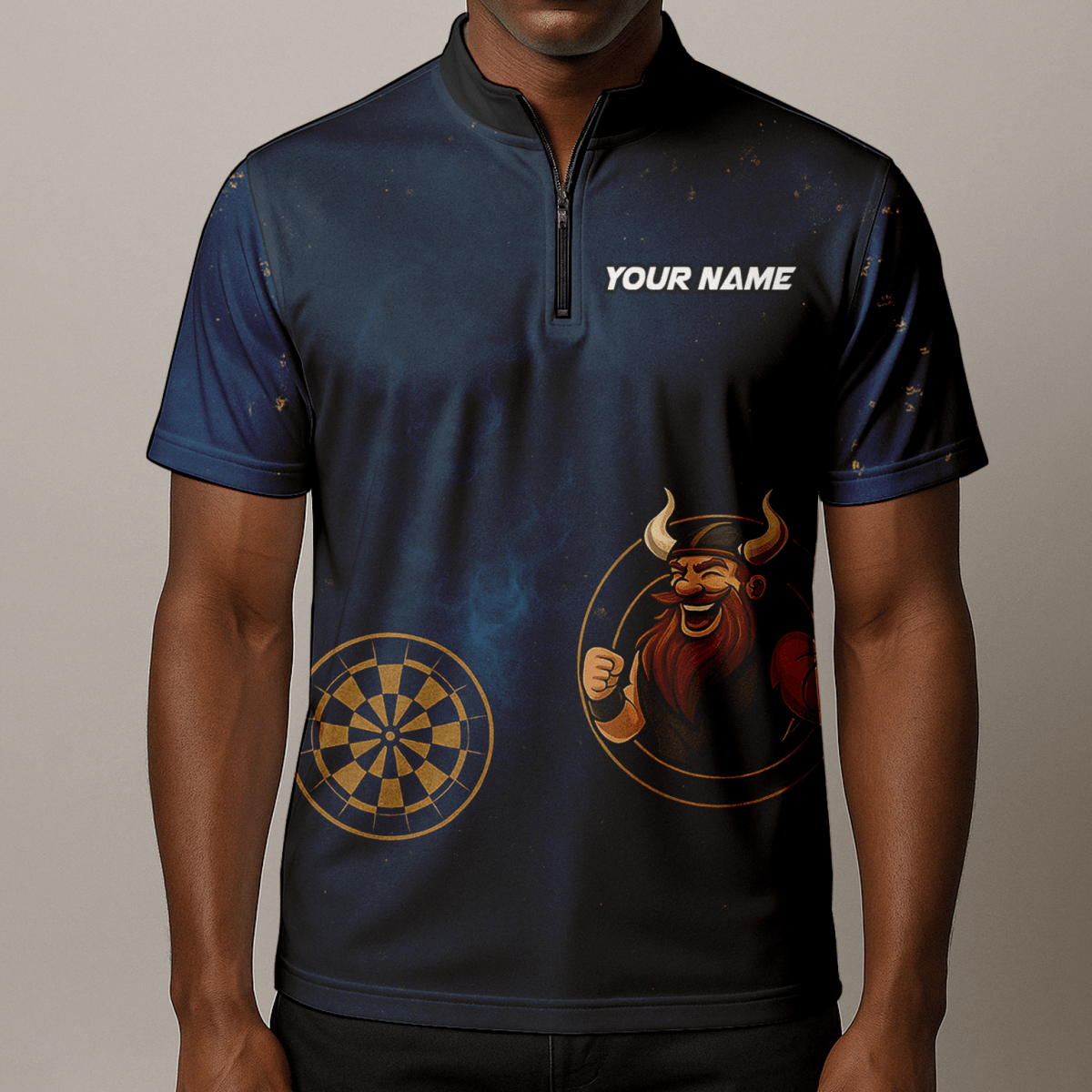Herren Poloshirt Personalisiert mit Wikinger & Dart Motiv Marineblau D8734 - Outfitsuche