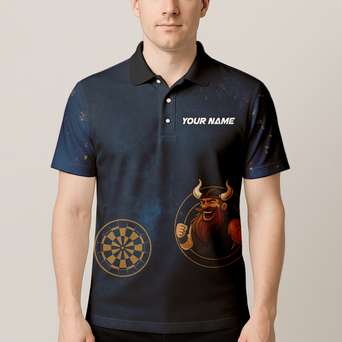 Herren Poloshirt Personalisiert mit Wikinger & Dart Motiv Marineblau D8734 - Outfitsuche