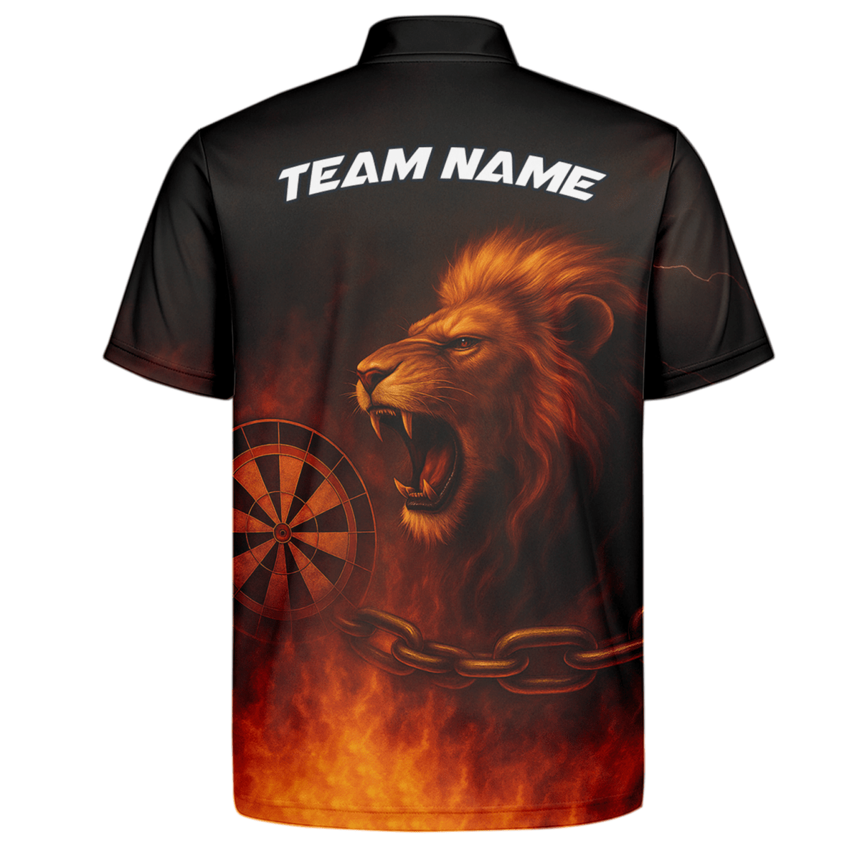 Herren Poloshirt Schwarz Orange mit Brüllendem Löwen und Feuerpfeilen Motiv T4859 - Outfitsuche