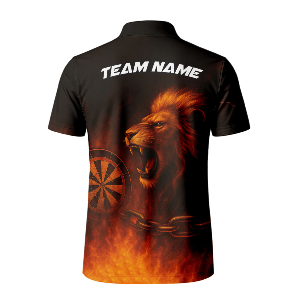 Herren Poloshirt Schwarz Orange mit Brüllendem Löwen und Feuerpfeilen Motiv T4859 - Outfitsuche