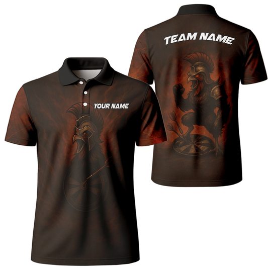 Herren Poloshirt Spartan Hahn Dart Motiv Rotbraun Individuell D4679 - Outfitsuche