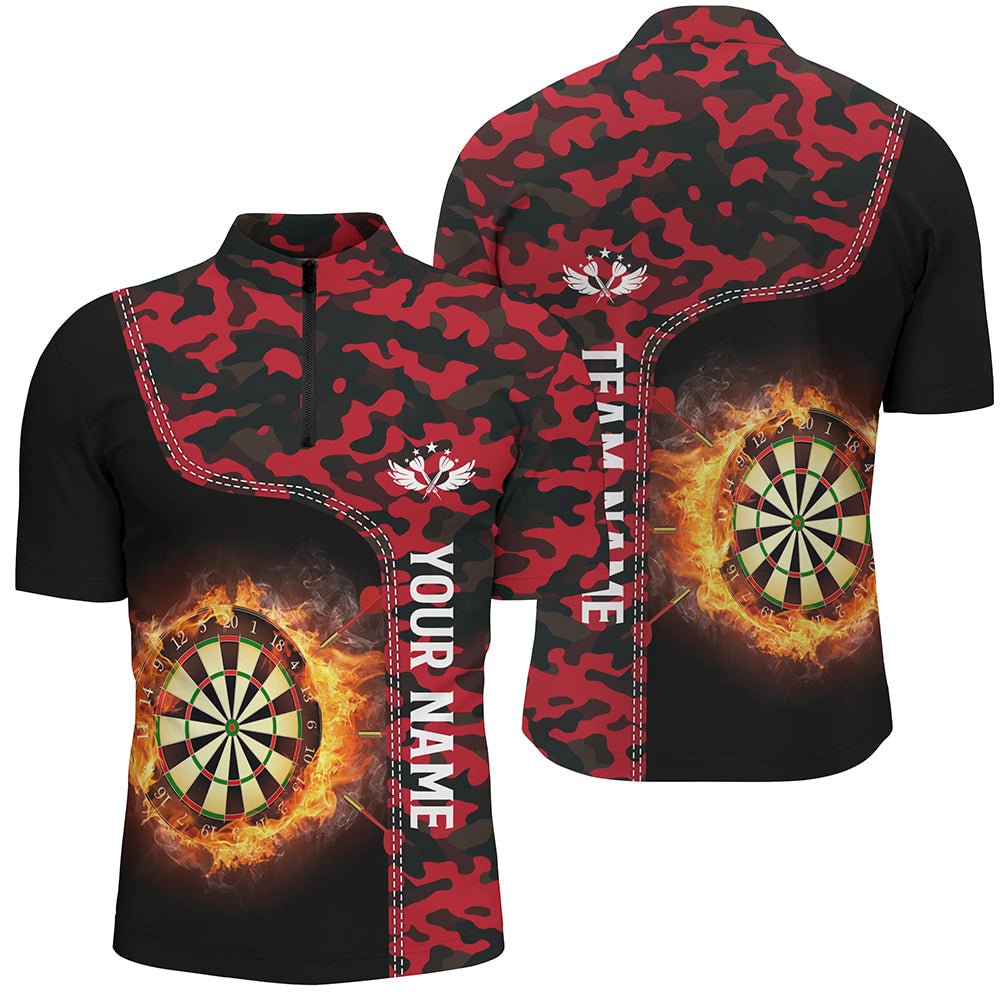 Herren Rot Camo Flame Darts Polo Shirt L1237 - Outfitsuche