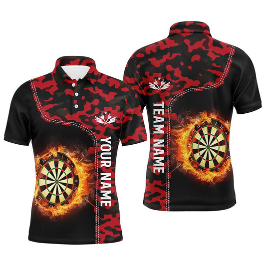 Herren Rot Camo Flame Darts Polo Shirt L1237 - Outfitsuche