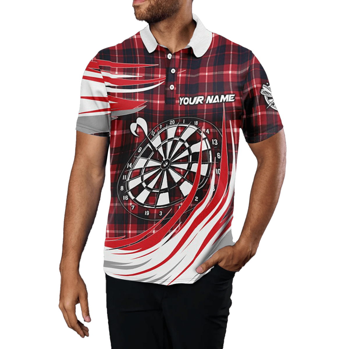 Herren Rot Kariertes Darts Polo Shirt T1537 - Outfitsuche