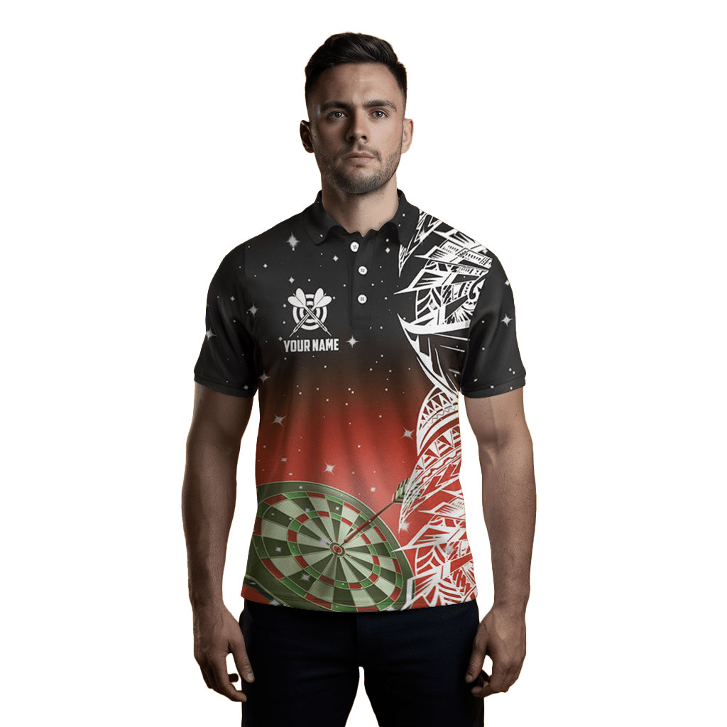 Herren Rotes 3D - Dartboard - Polo - Individuelles Dart - Liga - Shirt T1202 - Outfitsuche