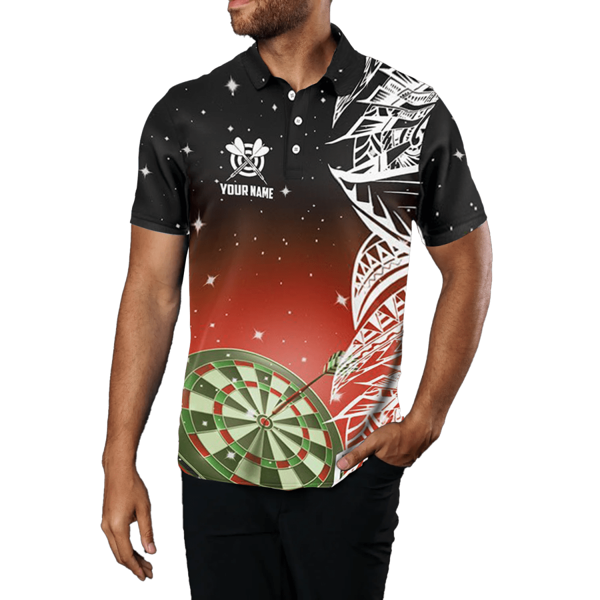 Herren Rotes 3D - Dartboard - Polo - Individuelles Dart - Liga - Shirt T1202 - Outfitsuche