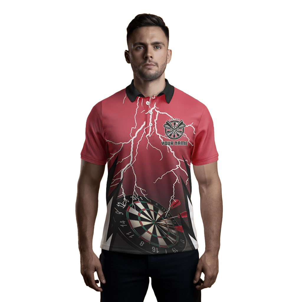 Herren Rotes Blitz - Darts Polo Shirt T0334 - Outfitsuche