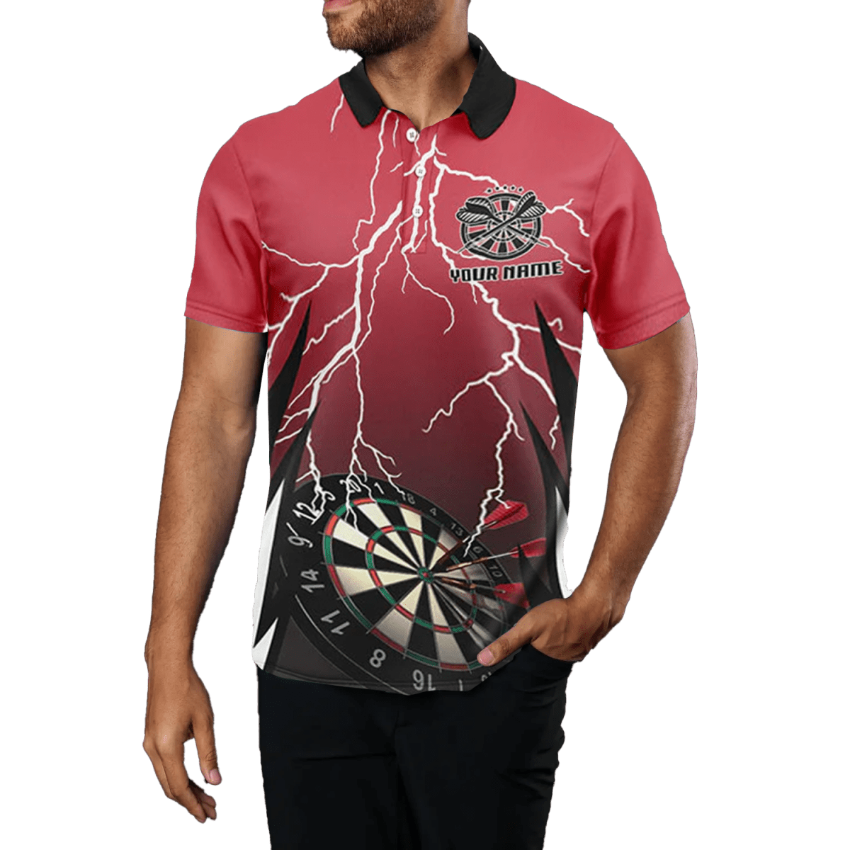 Herren Rotes Blitz - Darts Polo Shirt T0334 - Outfitsuche