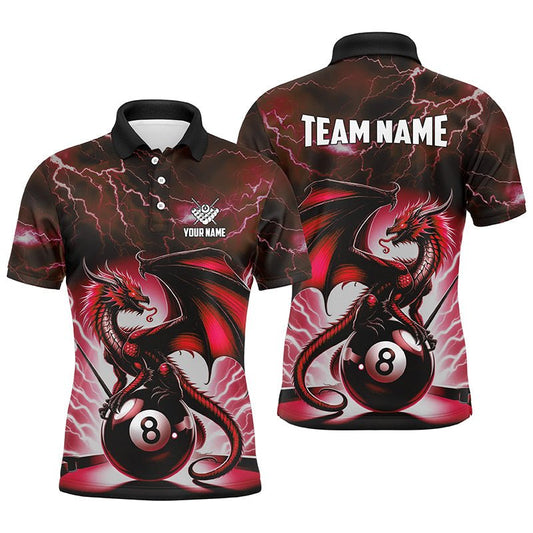 Herren Rotes Blitz Thunder Dragon 8 - Ball Pool Shirt T1757 - Outfitsuche