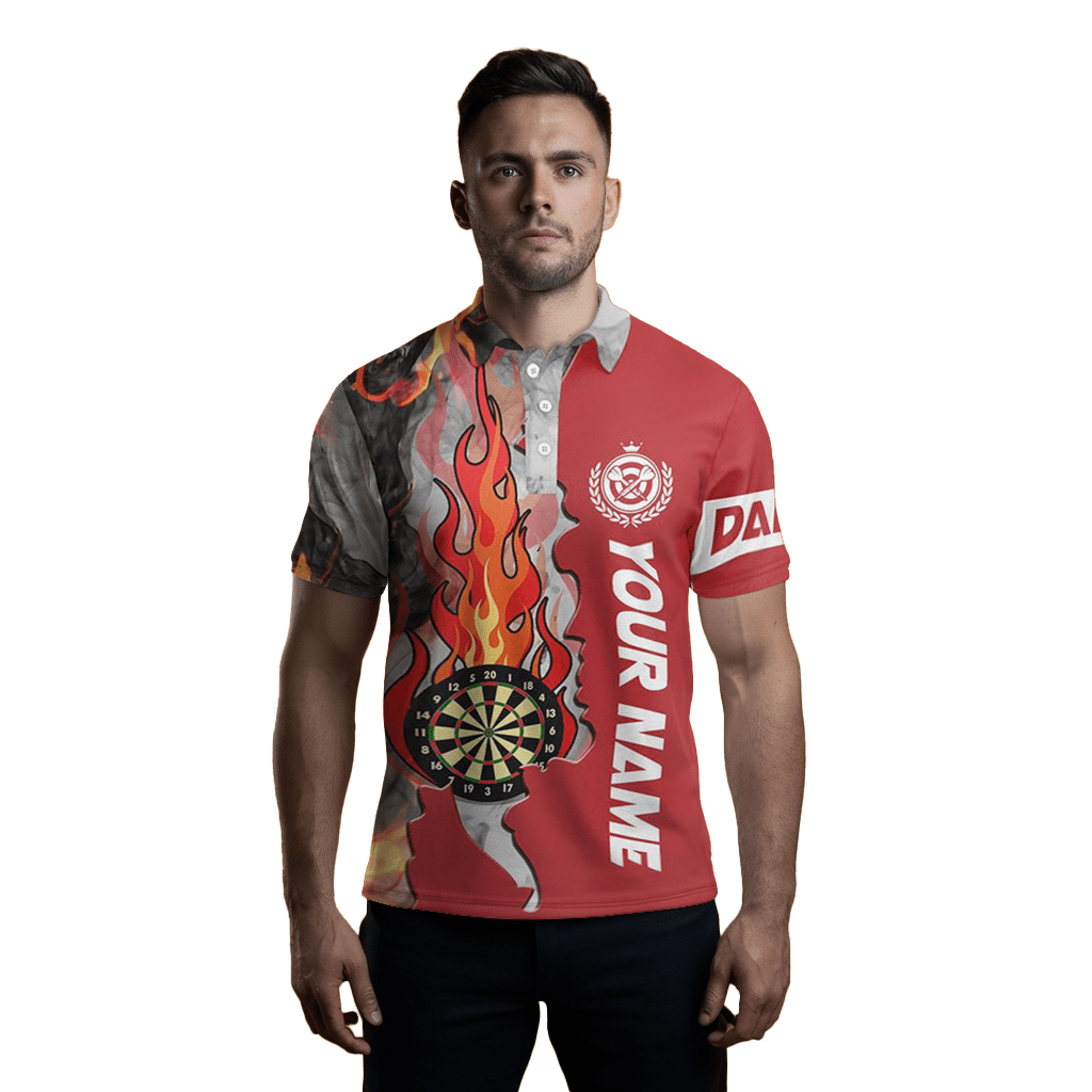 Herren Rotes Feuer Flamme Darts Polo Shirt T1307 - Outfitsuche