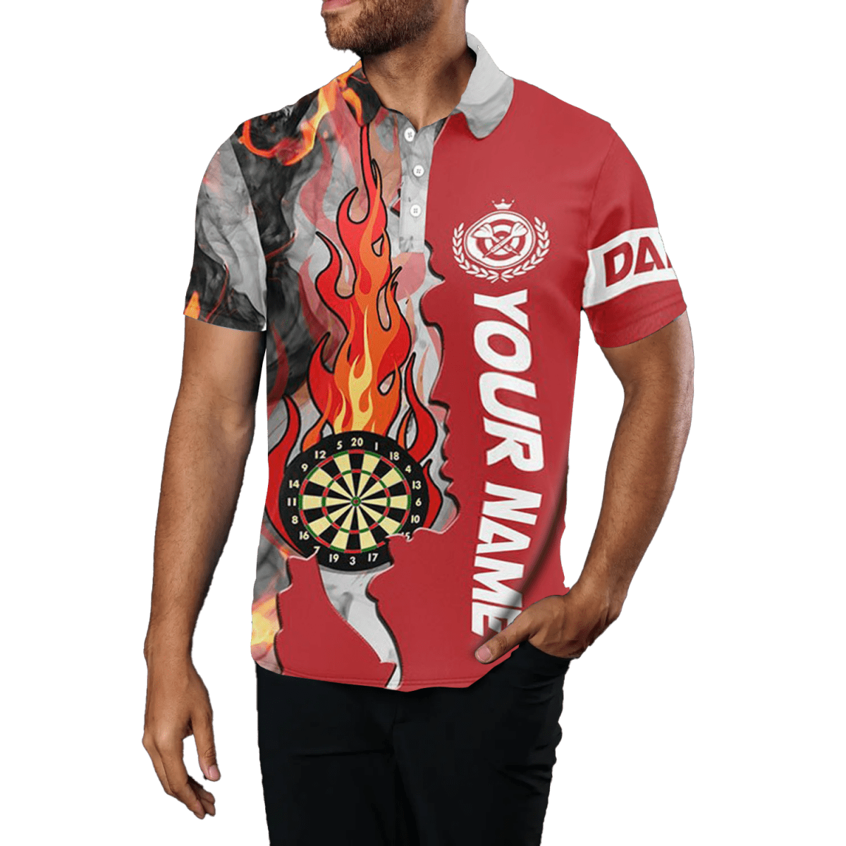 Herren Rotes Feuer Flamme Darts Polo Shirt T1307 - Outfitsuche