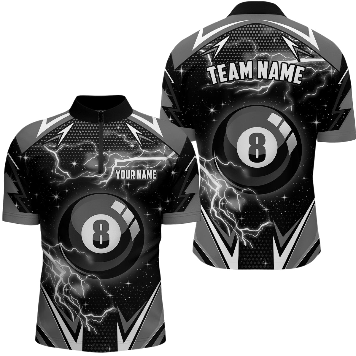 Herren Schwarz 8 - Ball Pool Billard Jersey T1932 - Outfitsuche