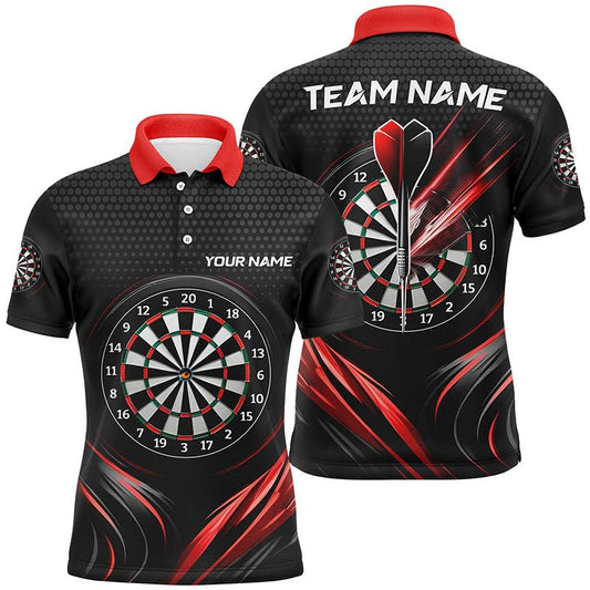 Herren Schwarzes & Rotes Sport Darts Polo Shirt L1239 - Outfitsuche