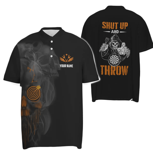 Herren Skull Darts Polo Shirt, individuell anpassbares Halloween Orange Darts Shirt für Männer, Dart Trikots Y415 - Outfitsuche