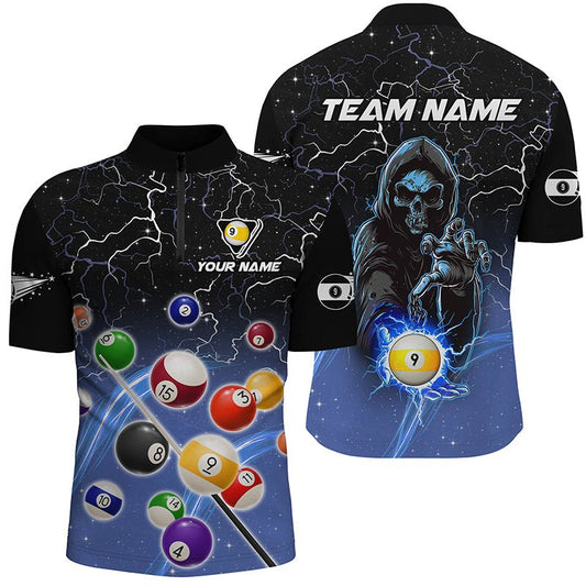 Herren Thunder Blue Skull 9 - Ball Pool Quarter - Zip Shirt V1123 - Outfitsuche