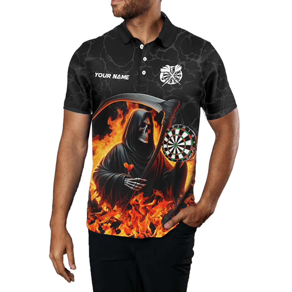 Herren Tod Skelett Darts Polo & Viertel - Zip Shirts T1669 - Outfitsuche