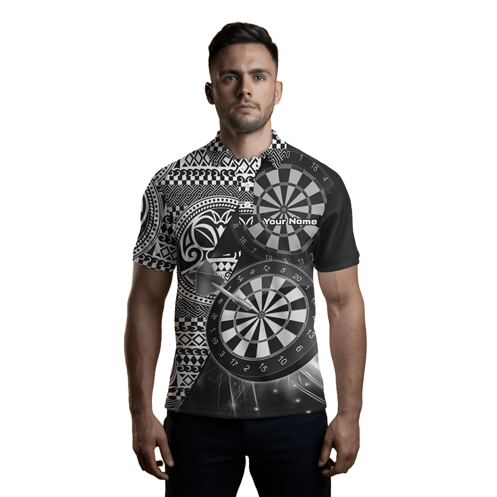 Herren Tribal Weiß Schwarz Dart Polo Shirts V1146 - Outfitsuche