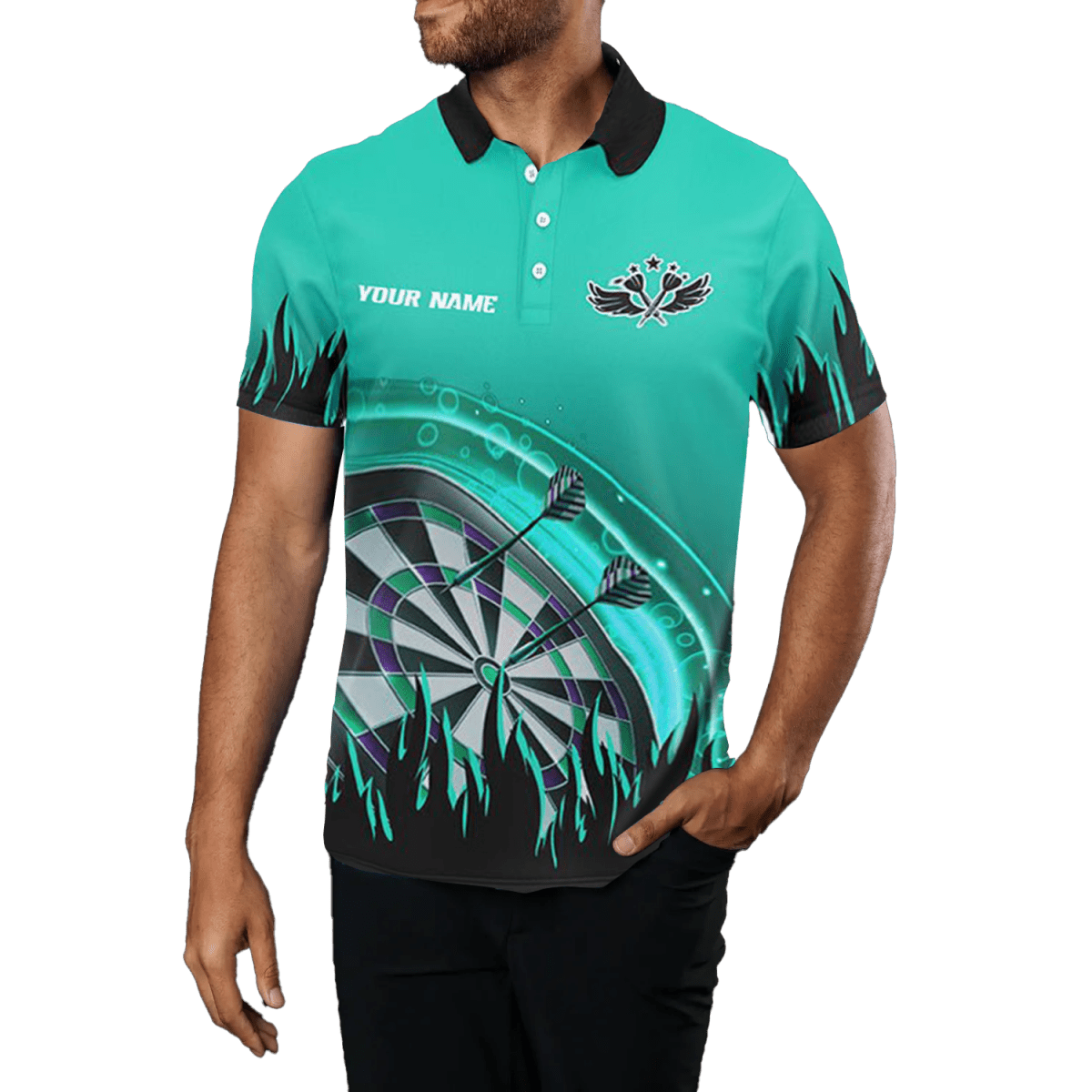 Herren Turquoise Darts Flame Polo Shirt T1520 - Outfitsuche