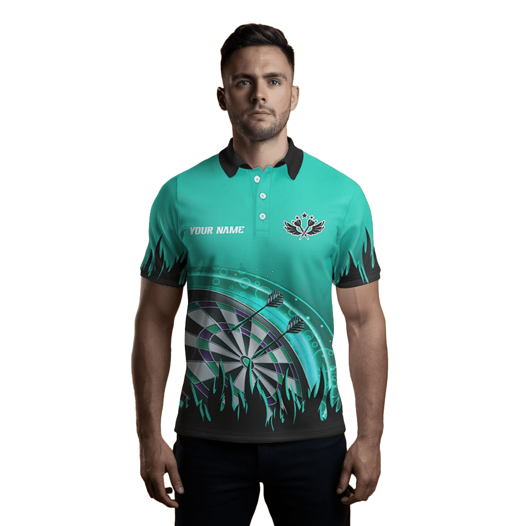 Herren Turquoise Darts Flame Polo Shirt T1520 - Outfitsuche