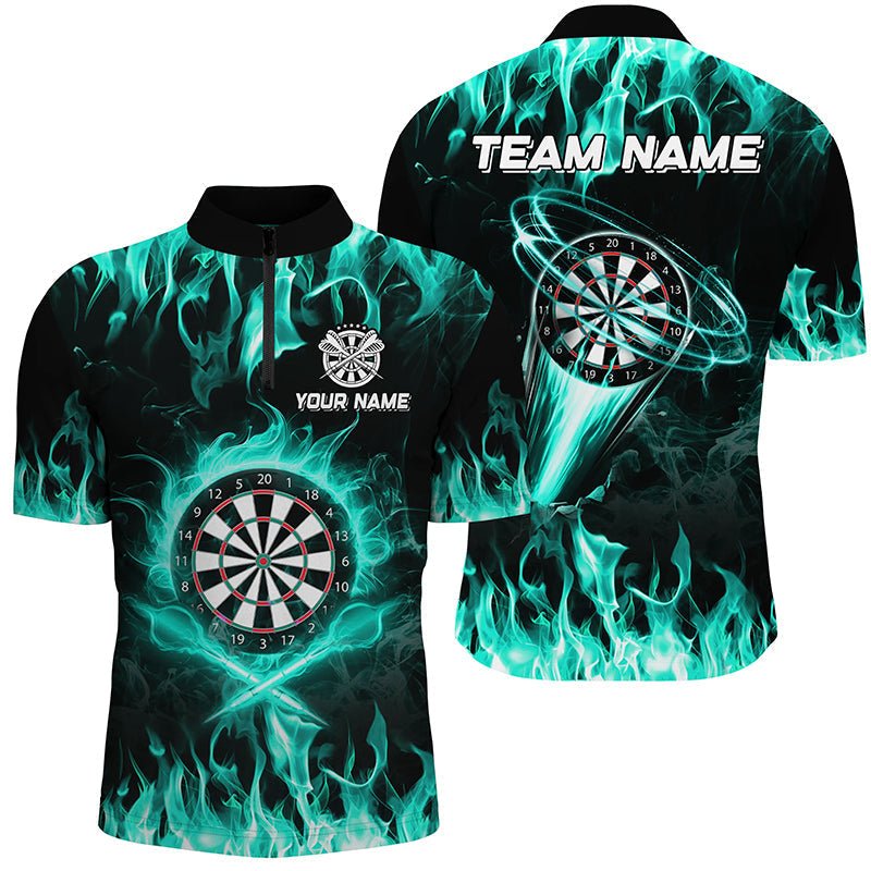 Herren Turquoise Feuerflamme Dartshirt - Individuelles Blitz Darts Liga Trikot T2661 - Outfitsuche