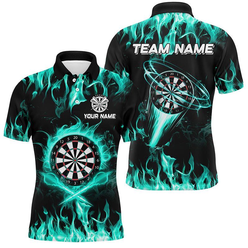 Herren Turquoise Feuerflamme Dartshirt - Individuelles Blitz Darts Liga Trikot T2661 - Outfitsuche