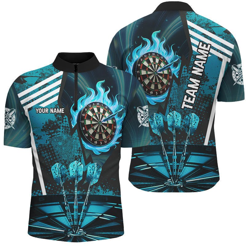 Herren - Turquoise Feuerflammen - Dartshirt - Individuelles Ziel - Design T2702 - Outfitsuche