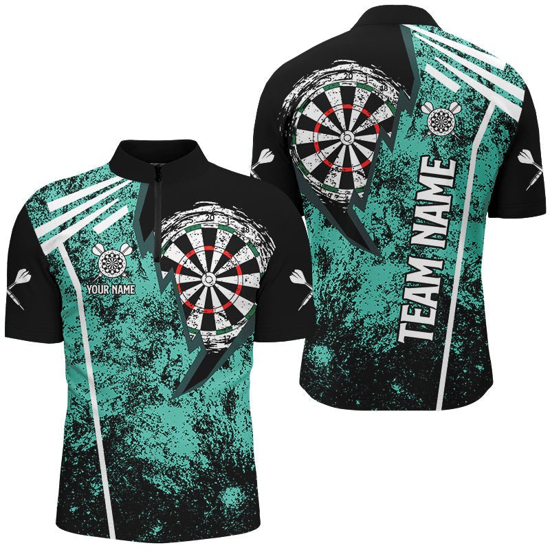 Herren Turquoise Grunge Darts Polo & Quarter Zip Shirt - Individuelles Retro Teamtrikot T2566 - Outfitsuche