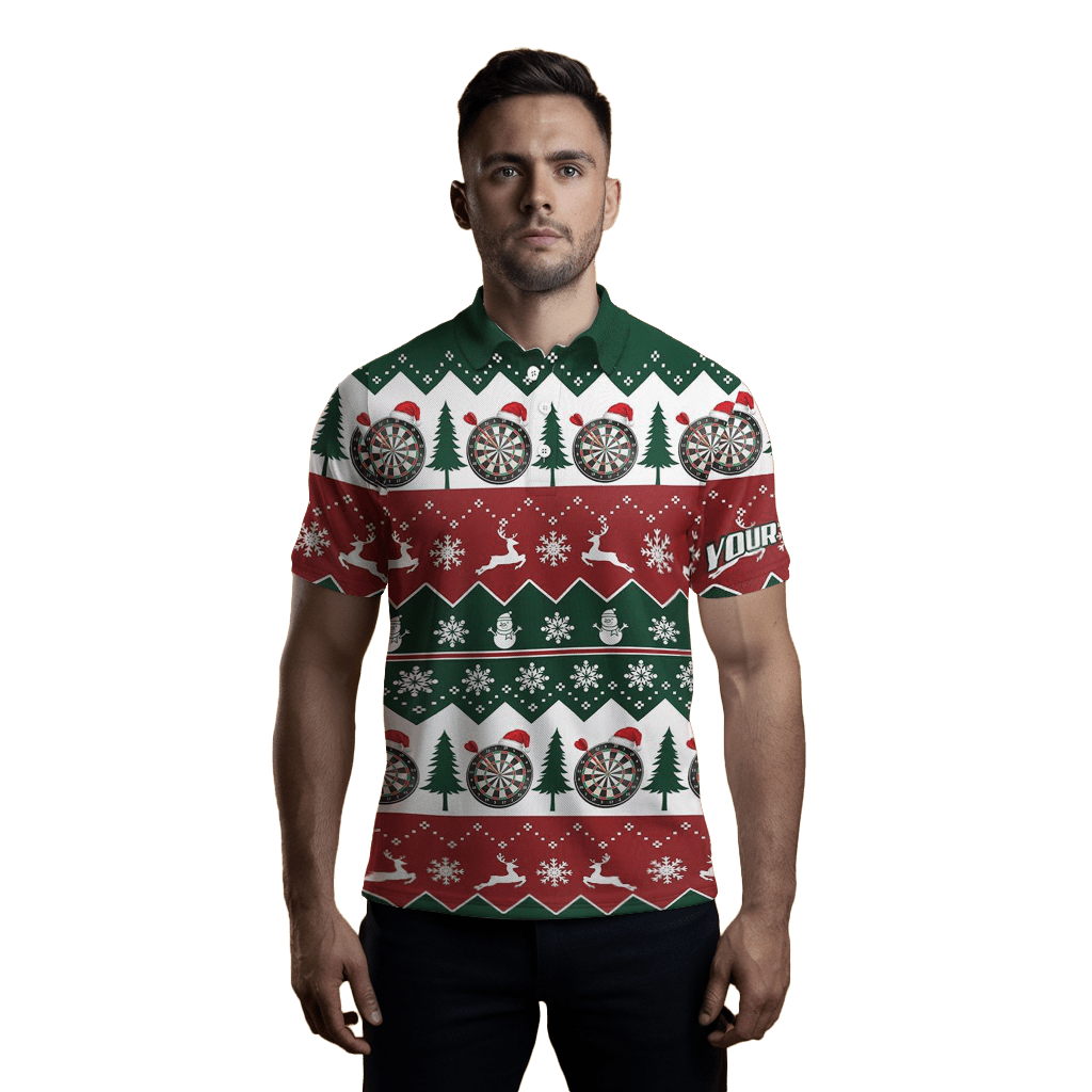 Herren Weihnachts - Darts Polo Shirt mit Schneeflocken, Grün R353 - Outfitsuche