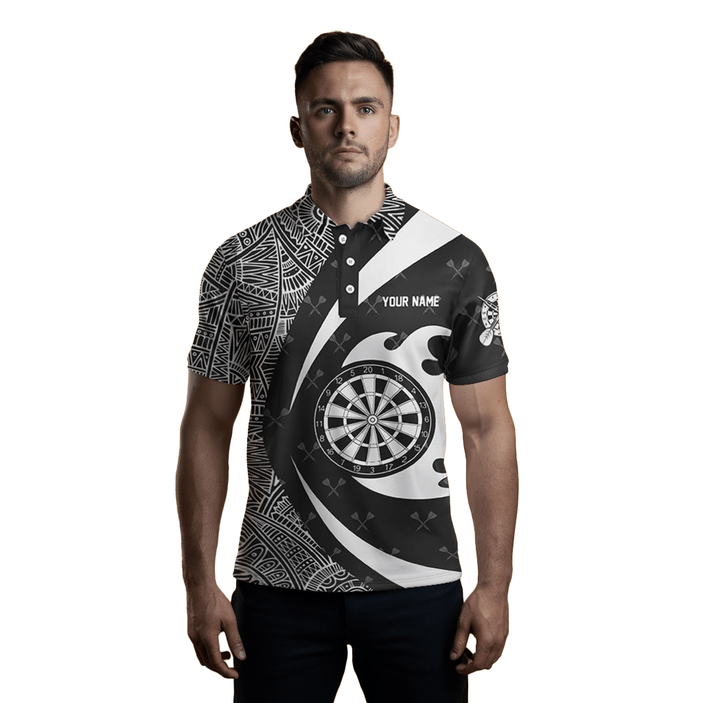 Herren Weiß & Schwarz Tribal Muster Darts Polo Shirt T1358 - Outfitsuche