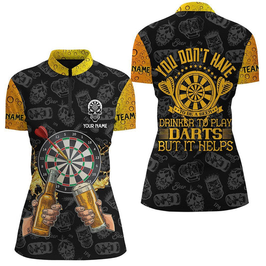 Individuell anpassbares Damen Beer Darts Polo Shirt, Du musst kein Profi sein! Trinkspiel-Darts-Trikot Y8221 - Outfitsuche