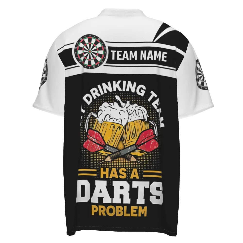 Individuell anpassbares Herren Dart-Shirt mit "My Drinking Team" Motiv, 1/4 Zip Dart-Trikot O902 - Outfitsuche