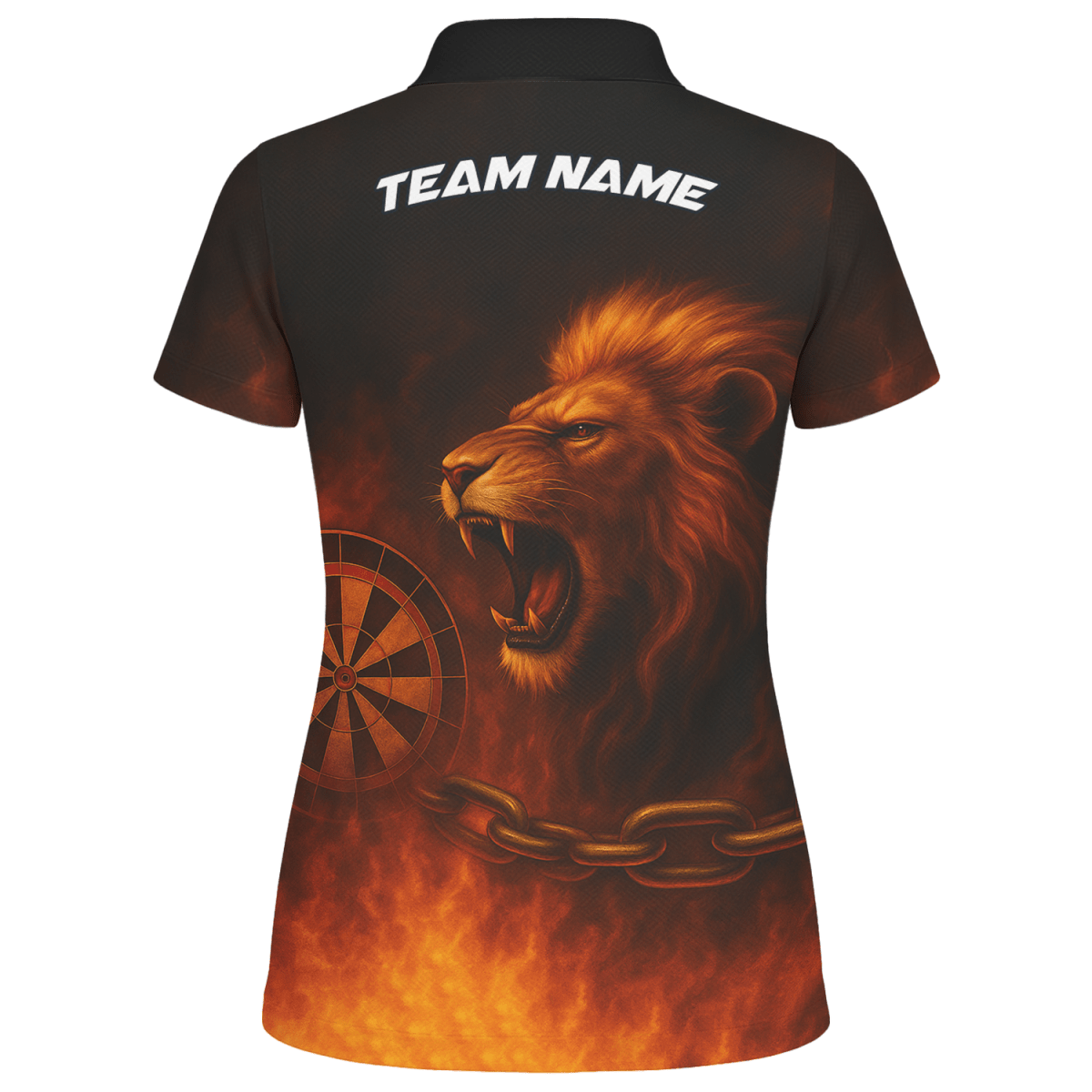 Individuell Personalisiertes Poloshirt mit Brüllendem Löwen und Flammen Schwarz - Orange Für Damen T4859 - Outfitsuche