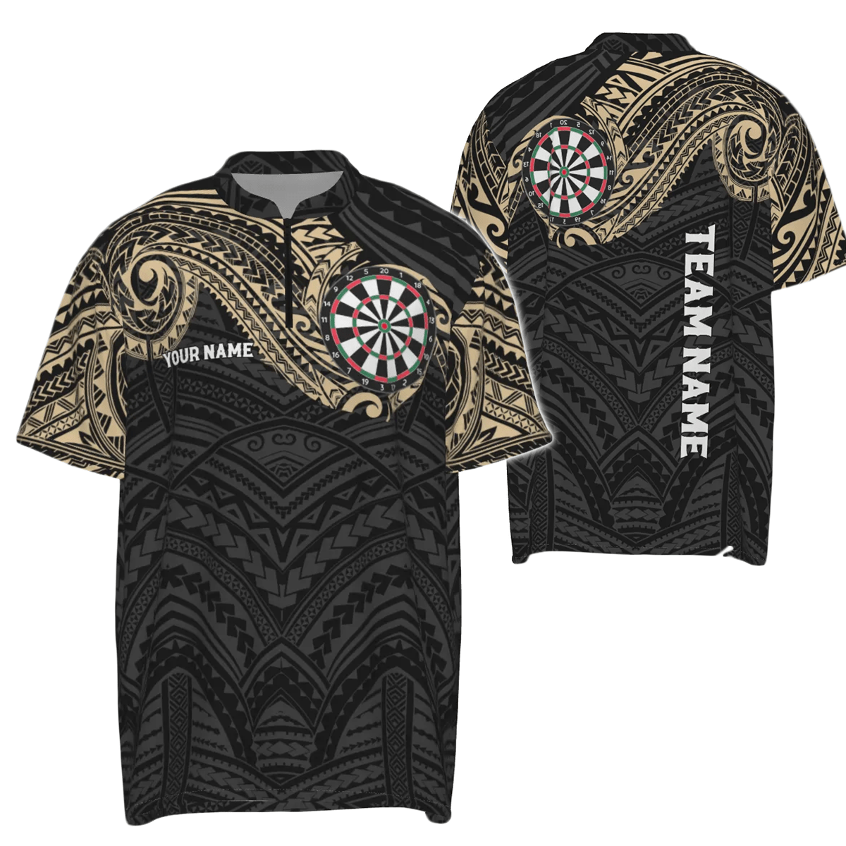 Individuelles Champion Tribal Darts 1/4 Zip Shirt, maßgeschneidertes Herren Darts Shirt, Dart Trikots E194 - Outfitsuche