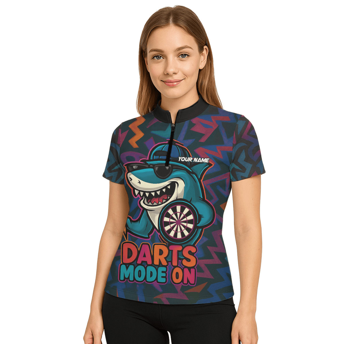 Individuelles Damen Dart Poloshirt mit Sensenmann Motiv in Schwarz - Rot Riss - Optik X1942 - Outfitsuche