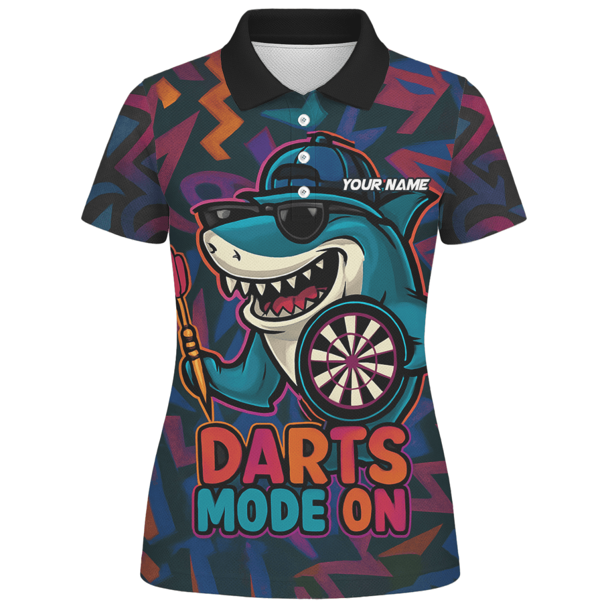 Individuelles Damen Dart Poloshirt mit Sensenmann Motiv in Schwarz - Rot Riss - Optik X1942 - Outfitsuche