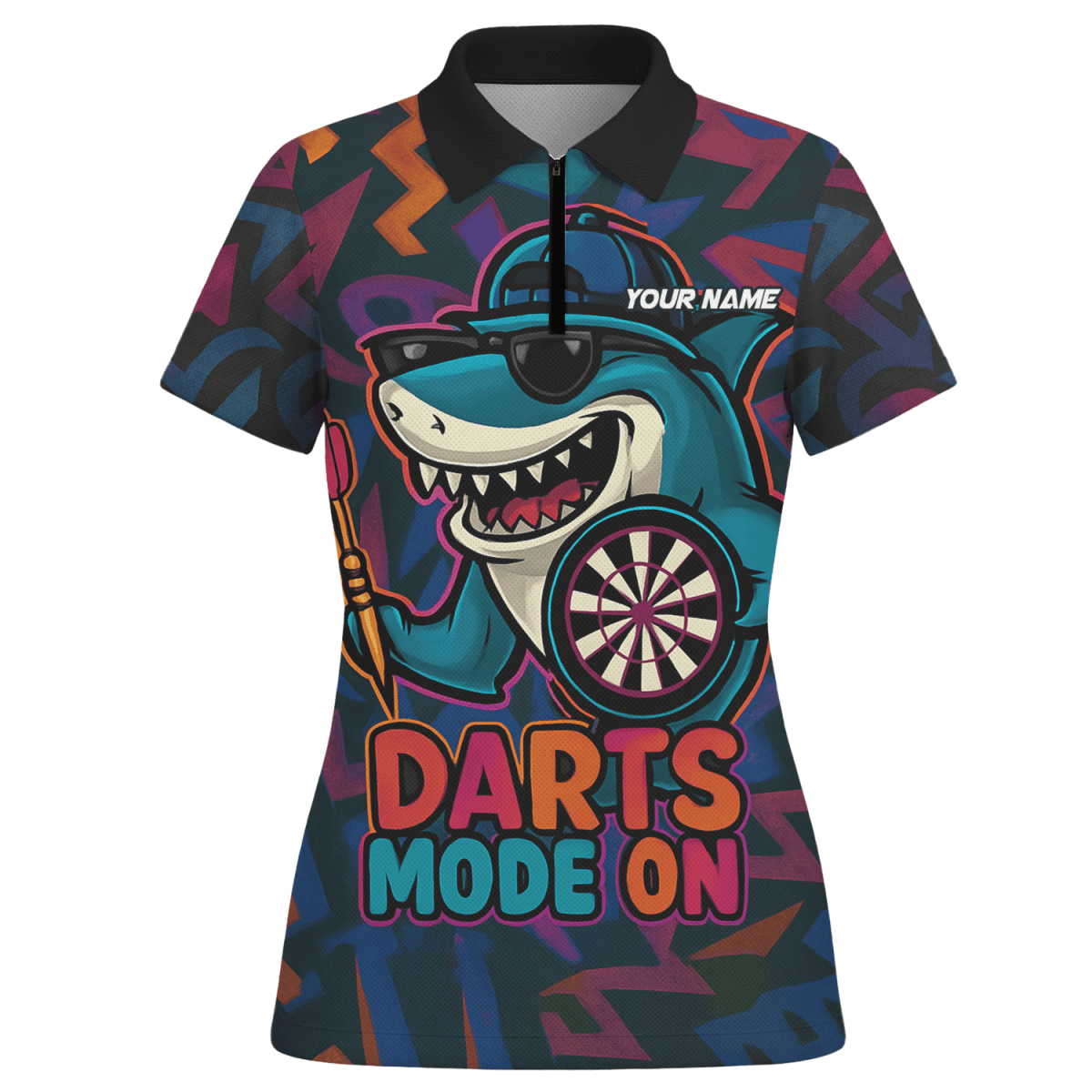 Individuelles Damen Dart Poloshirt mit Sensenmann Motiv in Schwarz - Rot Riss - Optik X1942 - Outfitsuche