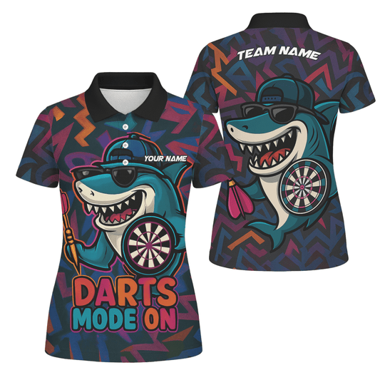 Individuelles Damen Dart Poloshirt mit Sensenmann Motiv in Schwarz - Rot Riss - Optik X1942 - Outfitsuche