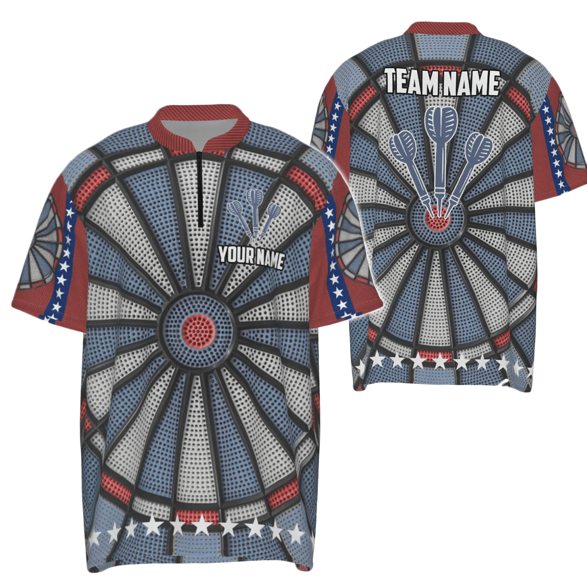 Individuelles Dartboard mit All-Over-Print, Dart 1/4 Zip Shirt, individuell anpassbare Darttrikots für Herren j6738 - Outfitsuche