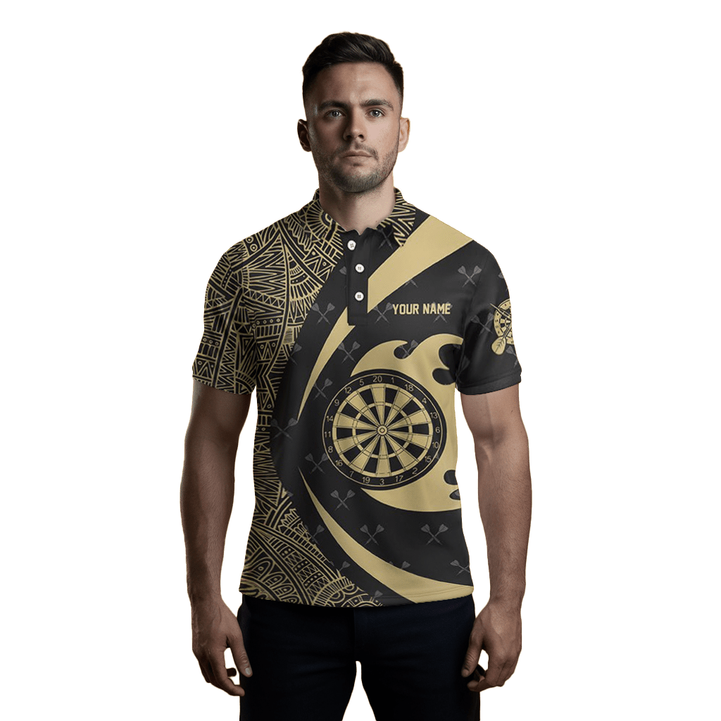 Individuelles Gelb und Schwarz Tribal Darts Herren Polo Shirt T1357 - Outfitsuche