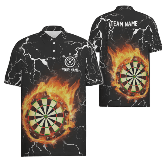 Individuelles Herren Dart Polo Shirt mit Flammen, Donner und Blitz, Dart Shirt für Männer, Dart Trikots g2754 - Outfitsuche