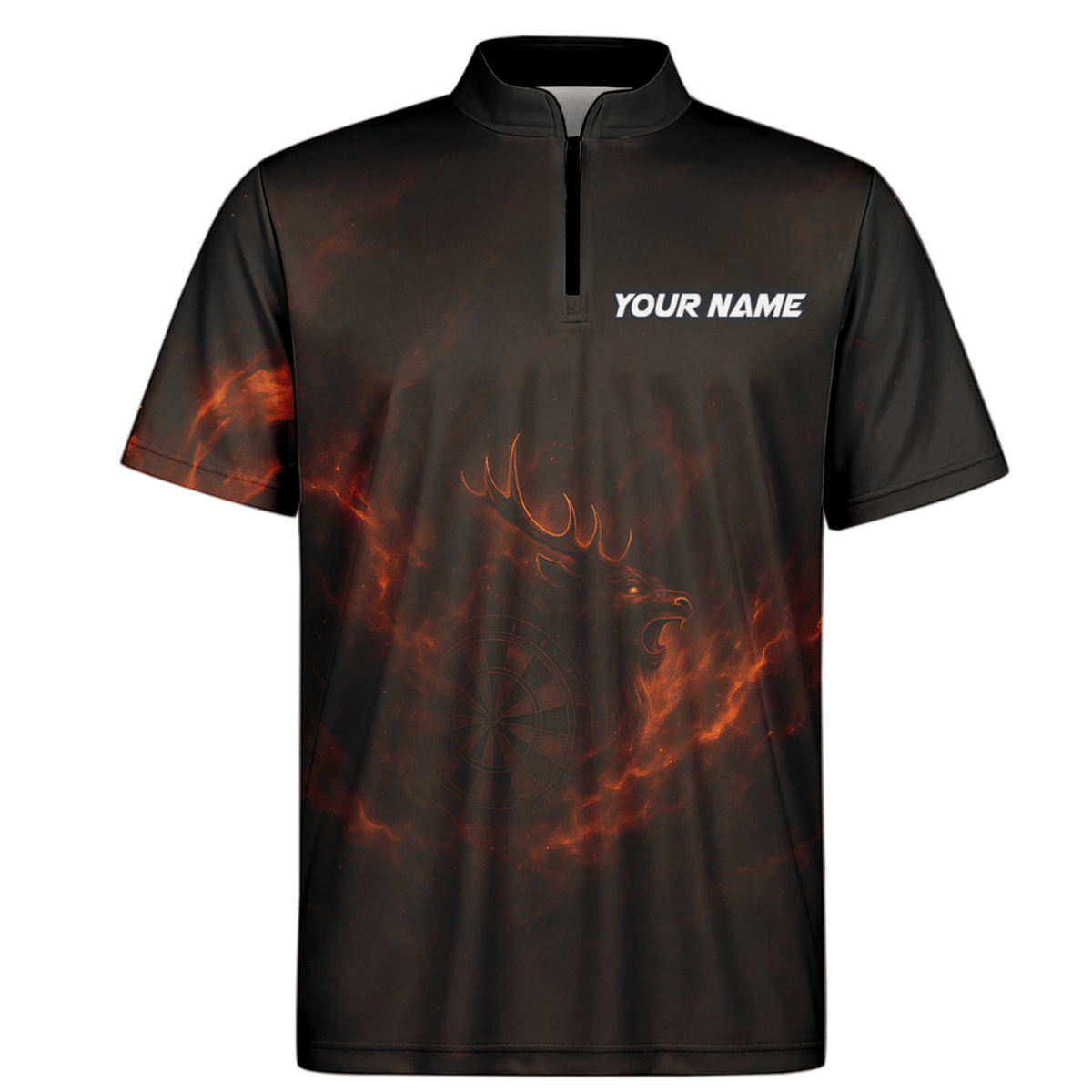 Individuelles Herren Darts Poloshirt "Feuriger Hirsch" Schwarz V8802 - Outfitsuche